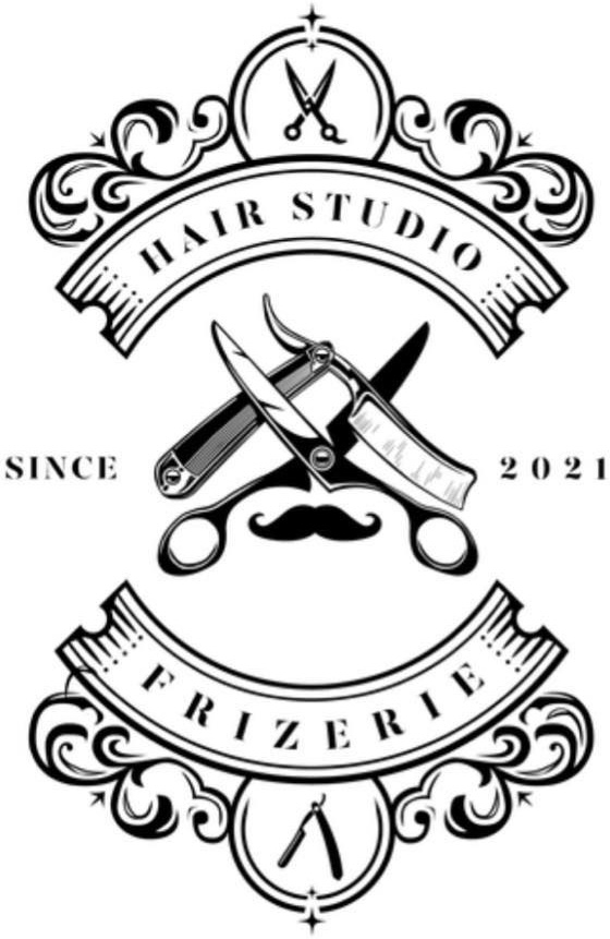 Vintage style logo for Hair Studio Frizerie in Bergamo, established in 2021.